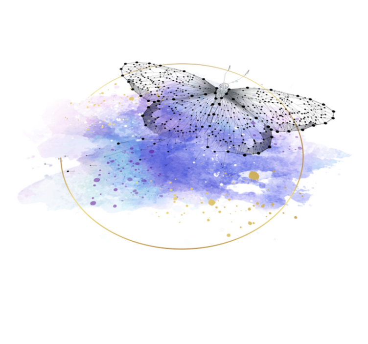 Tappeto vinile fiori acquerello di farfalla - TenStickers