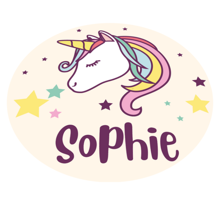 Tappeto in vinile con nome Disegno di sfondo unicorno con nome - TenStickers