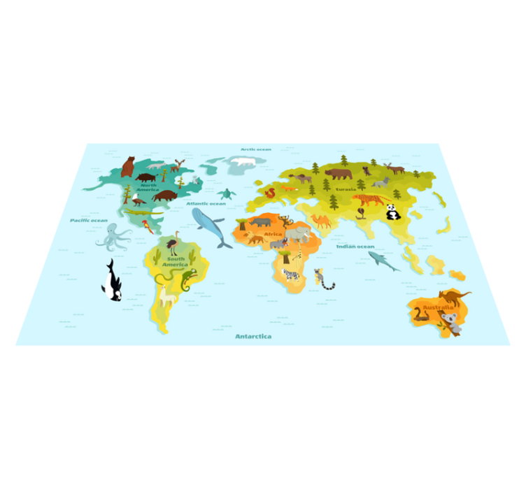 Tappeto vinile mappamondo mappa educativa - TenStickers