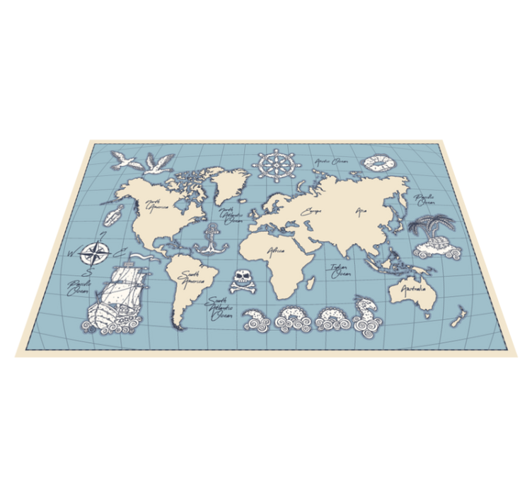 Tappeto in vinile mappamondo Mappa del mondo vintage - TenStickers