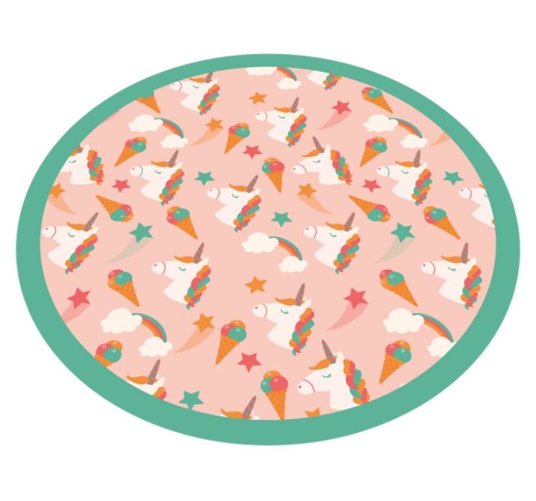 Tappeto vinile per bambini cerchio con motivo unicorno - TenStickers