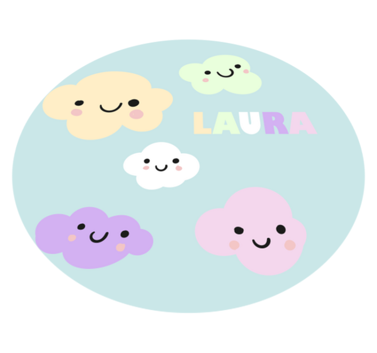 Tappeto vinile con nome nuvole personalizzabili - TenStickers