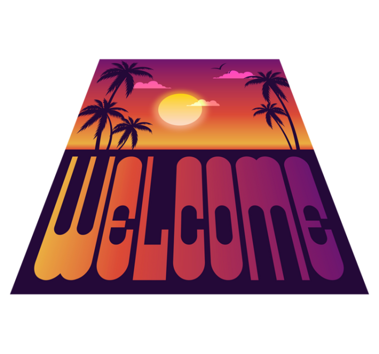 Tappeto vinile frase benvenuto al tramonto tropicale - TenStickers