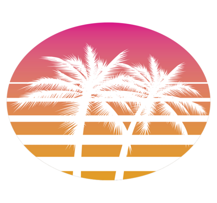 Tappeto vinile fiori palme tropicali al tramonto - TenStickers