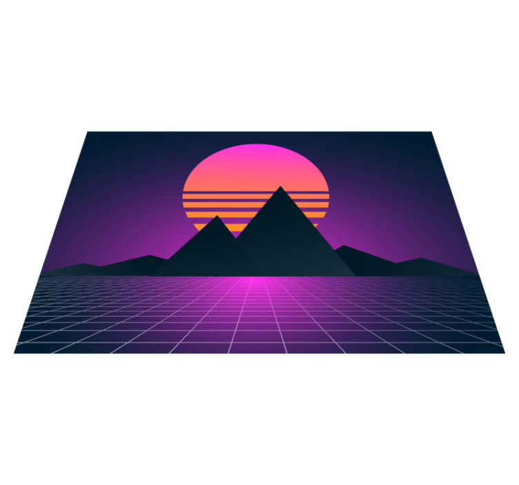 Tappeto vinile vintage geometria del tramonto retrò - TenStickers