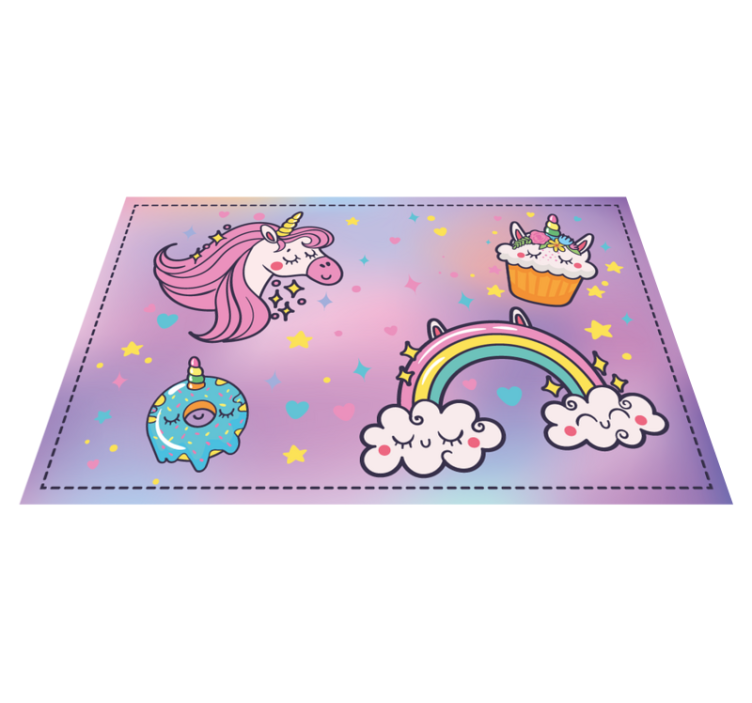 Tappeto vinile per bambini tema fantasy unicorno - TenStickers