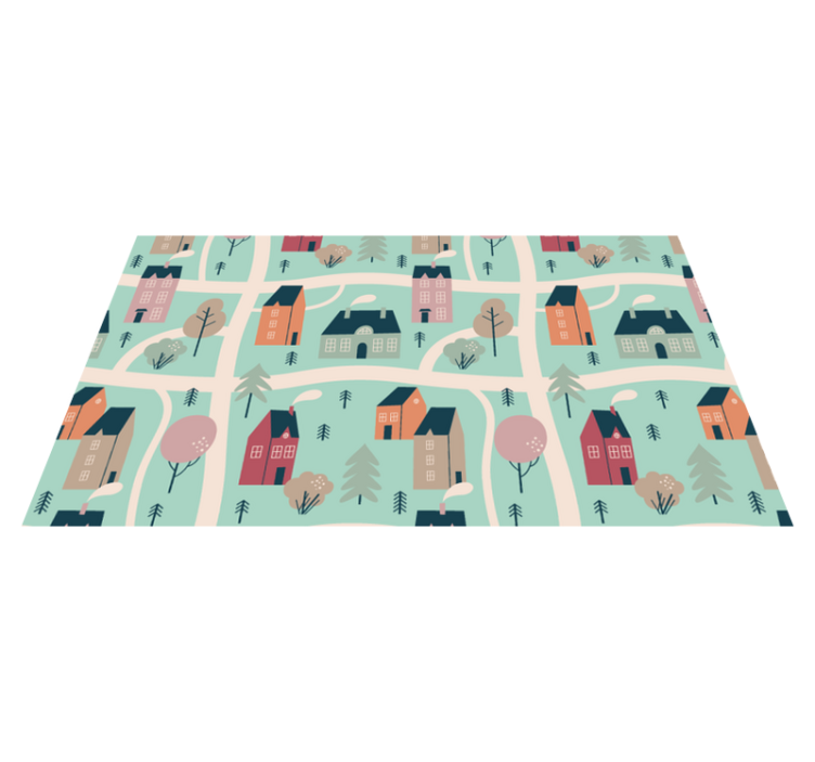 Tappeto vinile per bambini i bambini giocano al villaggio - TenStickers