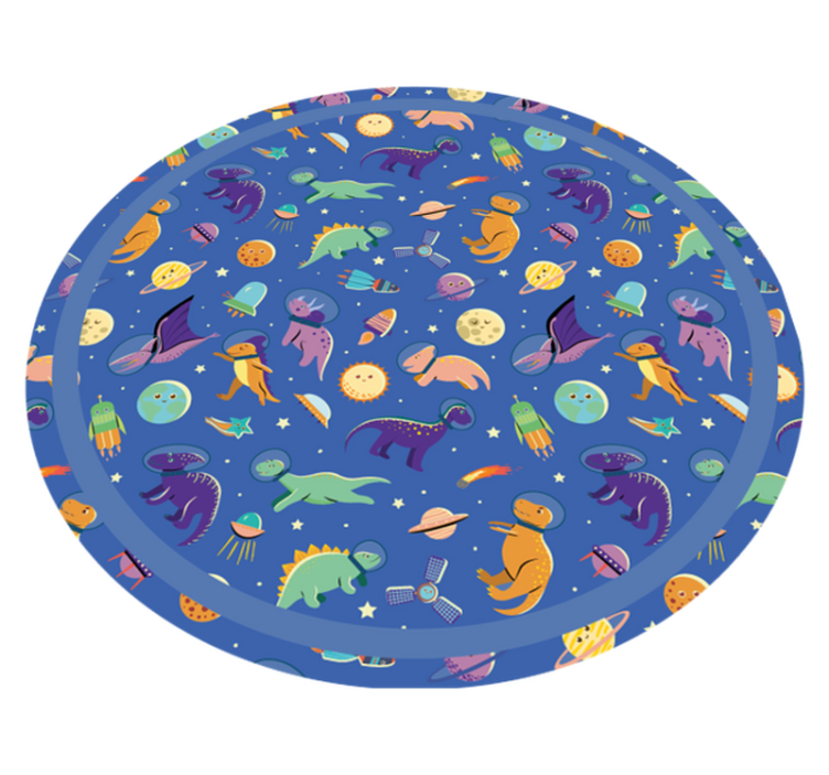 Tappeto vinile per bambini dinosauro spaziale rotondo - TenStickers