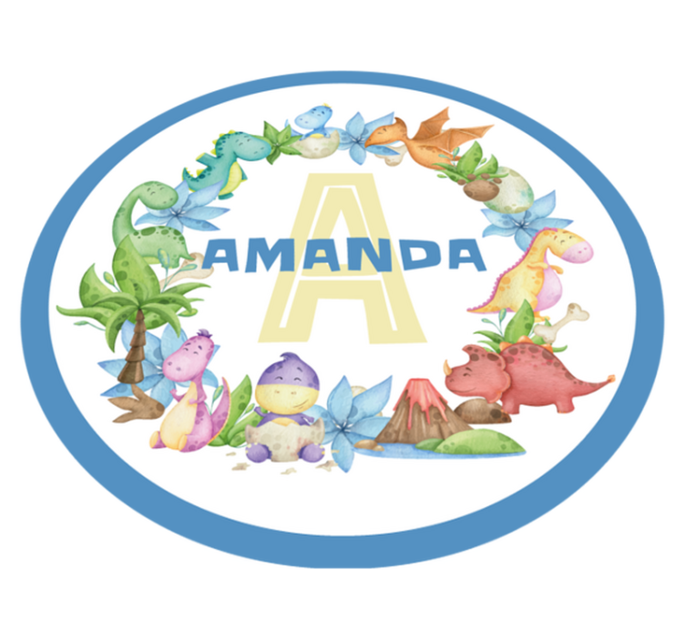 Tappeto vinile con nome cerchio dei dinosauri - TenStickers