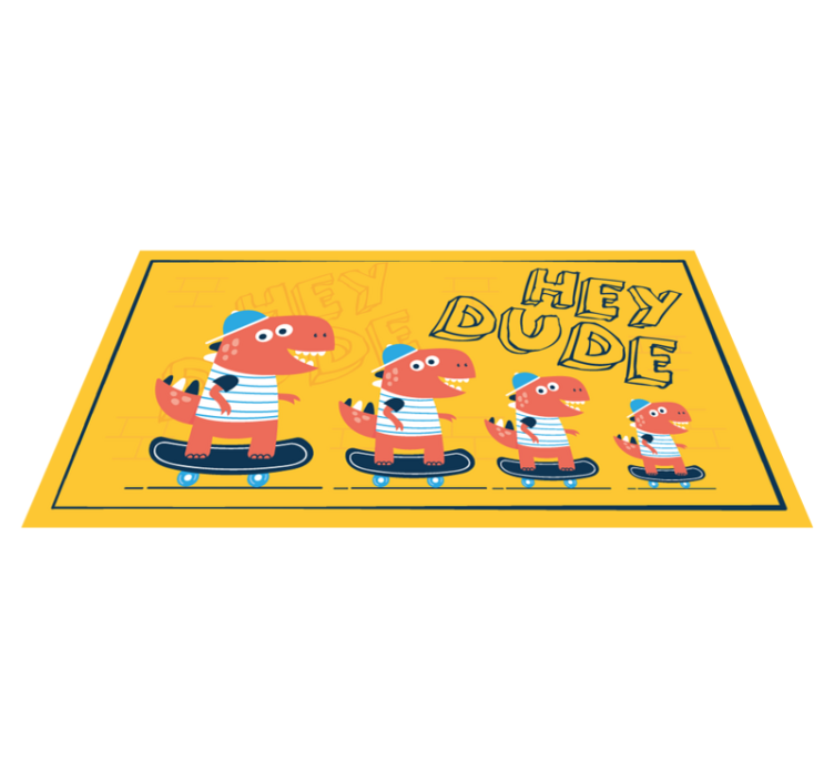 Tappeto vinile per bambini dinosauri sullo skateboard - TenStickers