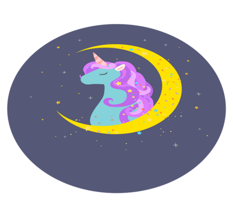 Tappeto vinile per bambini immagine di unicorno a mezzaluna - TenStickers