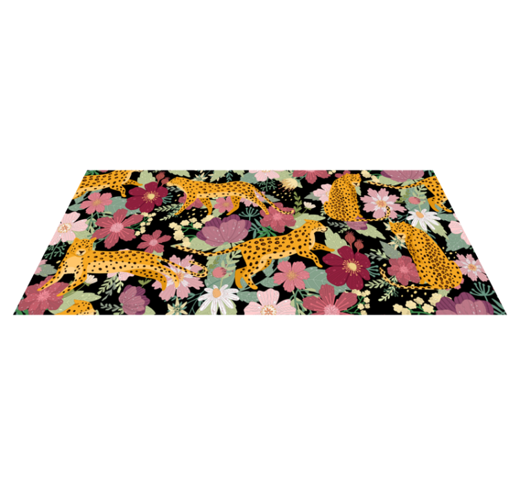 Tappeto vinile animali motivo floreale leopardato - TenStickers