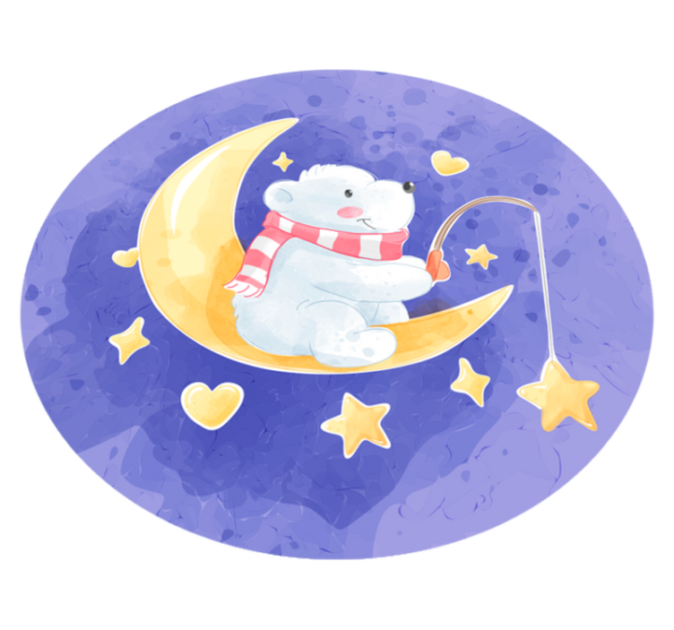 Tappeto vinile bebé cucciolo d'orso illuminato dalla luna - TenStickers