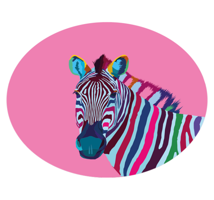 Tappeto vinile animali ritratto di zebra colorata - TenStickers