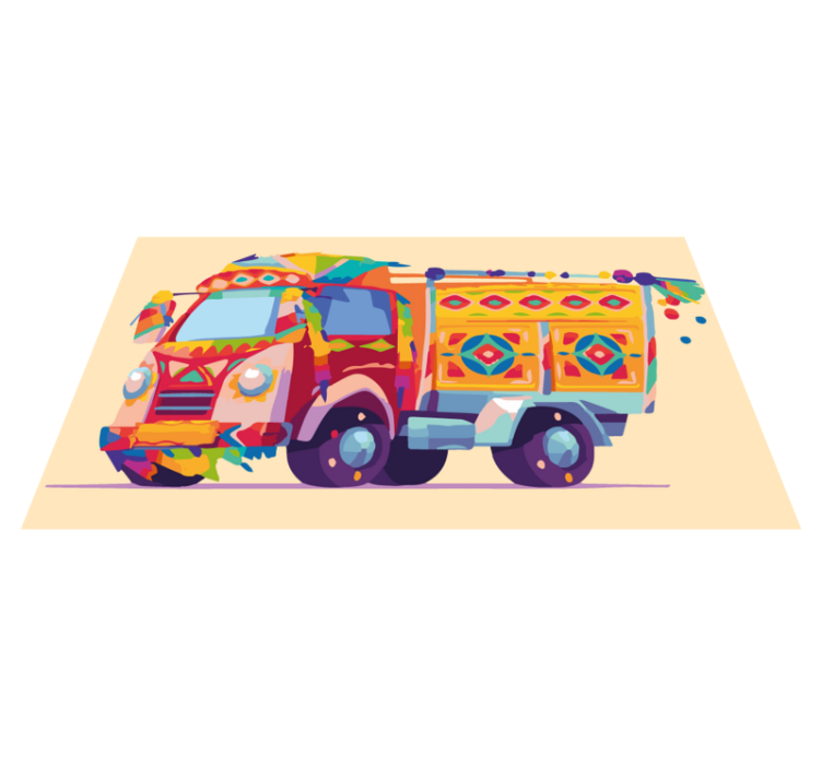 Tappeto vinile per bambini illustrazione colorata del camion - TenStickers