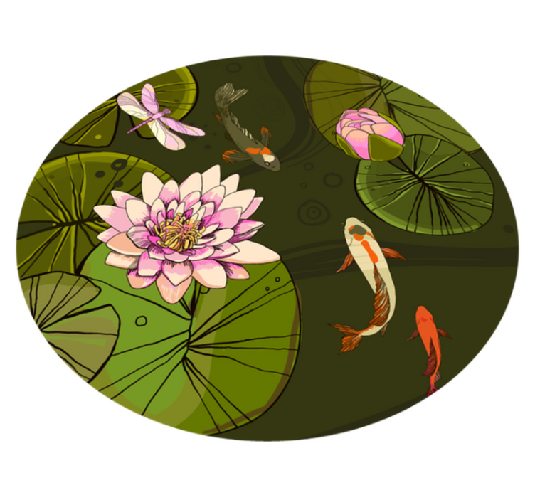 Tappeto vinile fiori illustrazione della fauna dello stagno - TenStickers