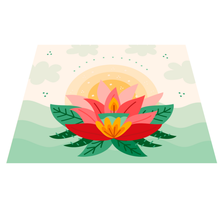 Tappeto vinile fiori illustrazione del fiore di loto - TenStickers