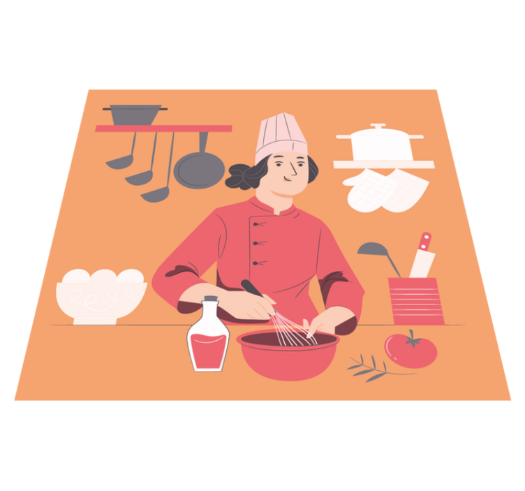 Tappeto pvc cucina illustrazione dello chef - TenStickers