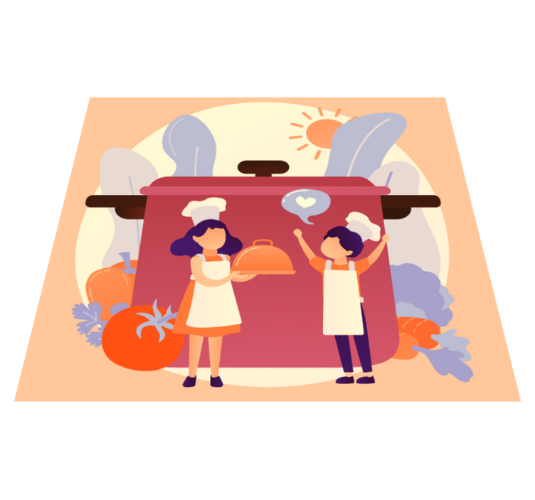 Tappeto vinile per bambini personaggi culinari - TenStickers