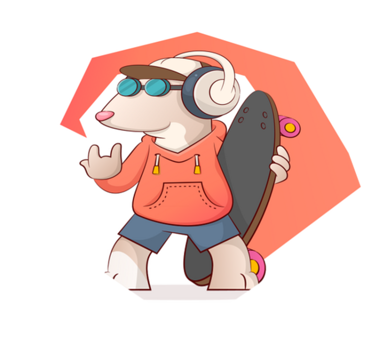 Tappeto vinile per bambini illustrazione topo skater - TenStickers