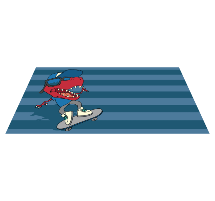 Tappeto vinile per bambini dinosauro sullo skateboard - TenStickers