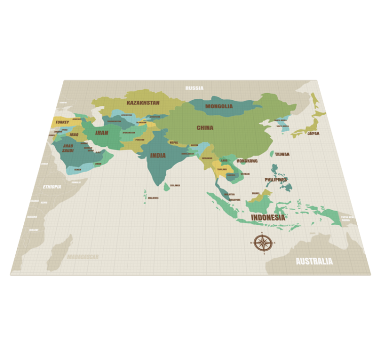 Tappeto vinile mappamondo arredamento cartografico - TenStickers
