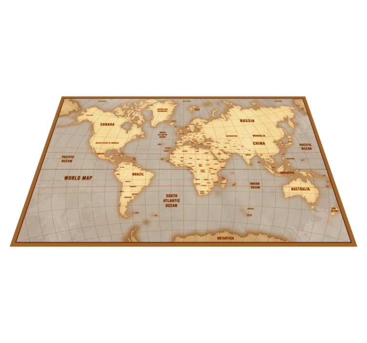 Tappeto vinile mappamondo disposizione beige vintage - TenStickers