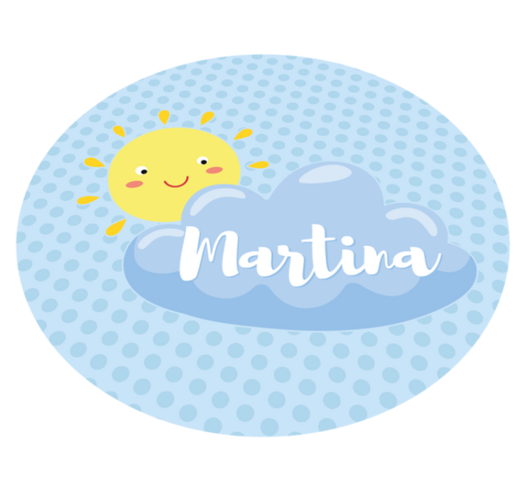 Tappeto vinile per bambini sole e nuvola con nome - TenStickers