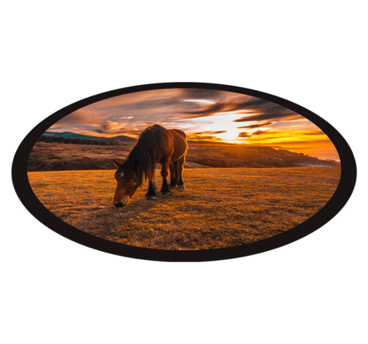 Tappeto vinile animali maestoso cavallo che mangia - TenStickers