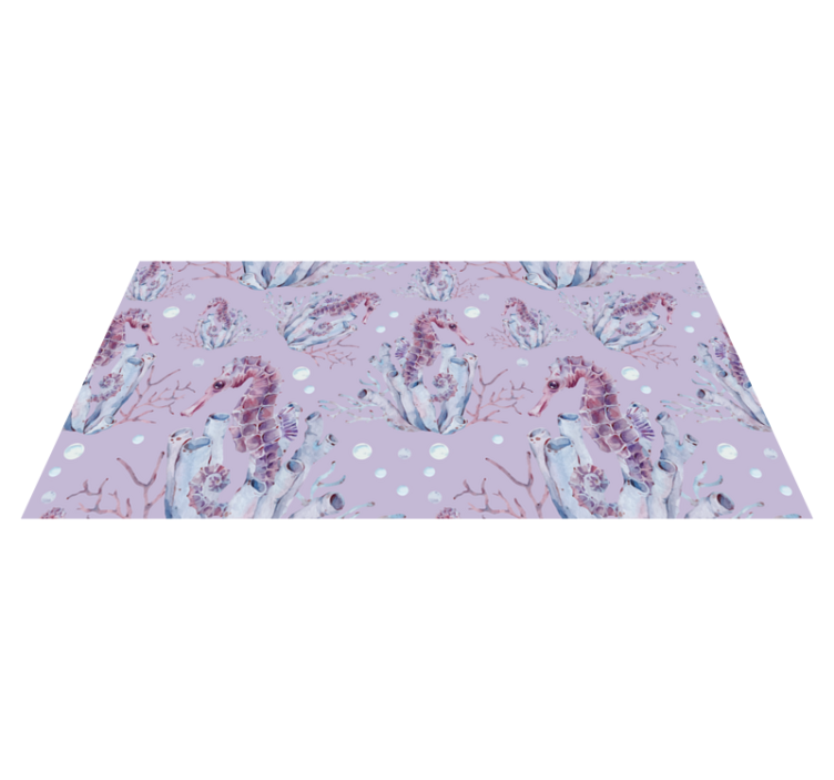 Tappeto vinile bagno design cavalluccio marino corallo - TenStickers