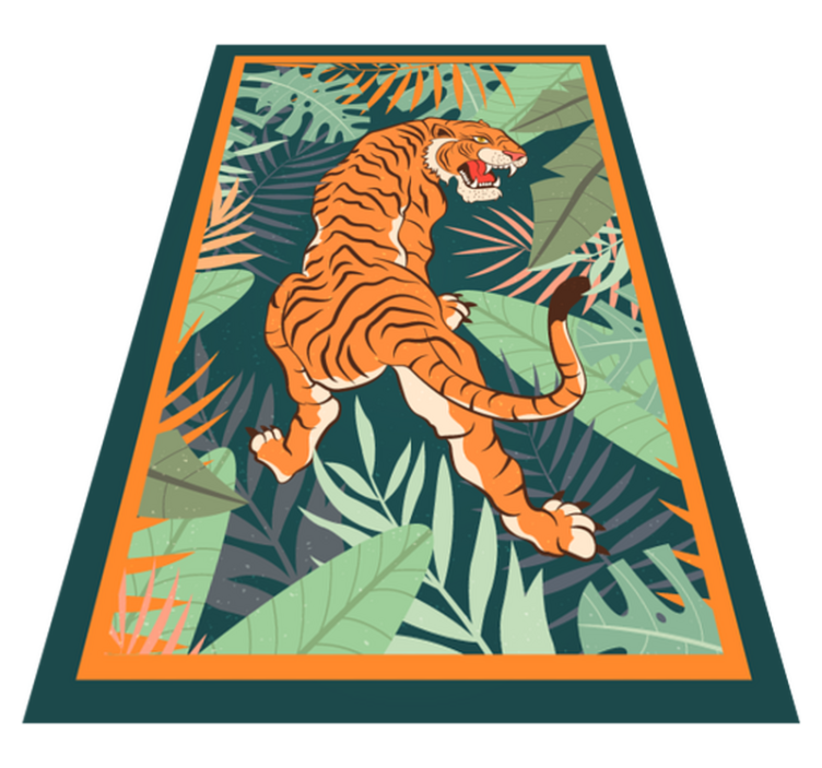 Tappeto vinile animali illustrazione di tigre feroce - TenStickers