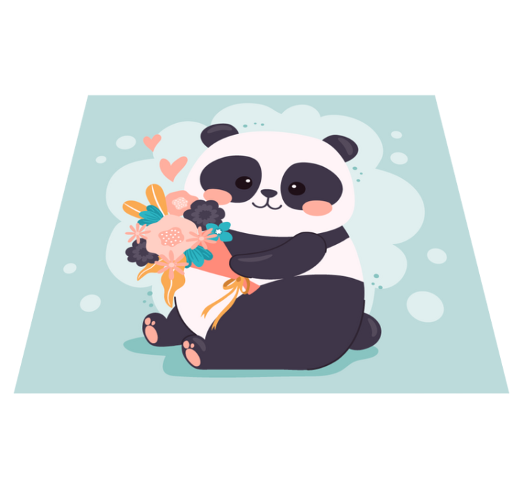 Tappeto vinile per bambini panda con fiori - TenStickers