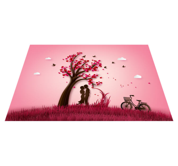 Tappeto vinile fiori scena romantica dell'albero - TenStickers
