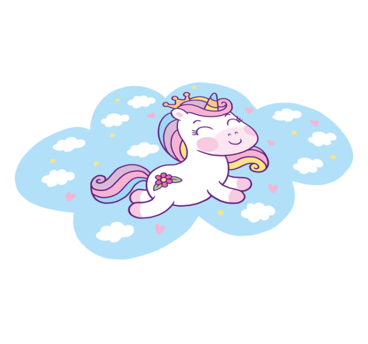 Tappeto vinile per bambini gioco di nuvole di unicorno - TenStickers