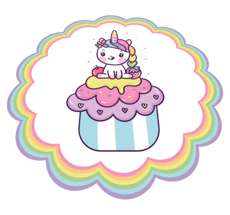 Tappeto vinile per bambini unicorno in un cupcake - TenStickers