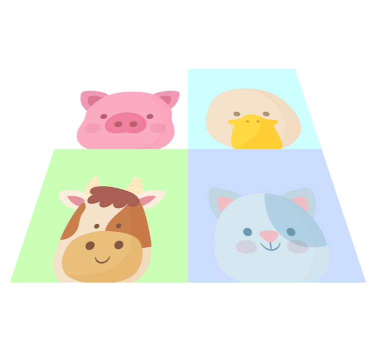 Tappeto vinile per bambini facce di animali carini - TenStickers