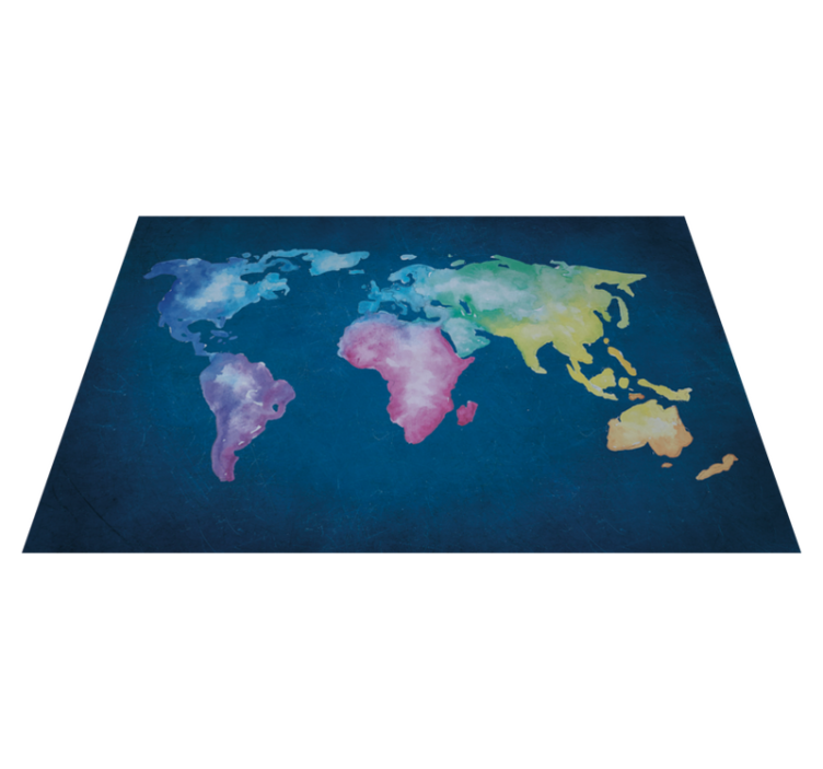 Tappeto vinile mappamondo mappa del mondo acquerello - TenStickers