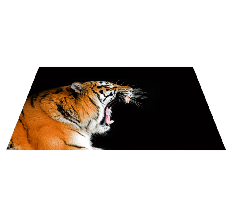 Tappeto vinile animali faccia di tigre ruggente - TenStickers