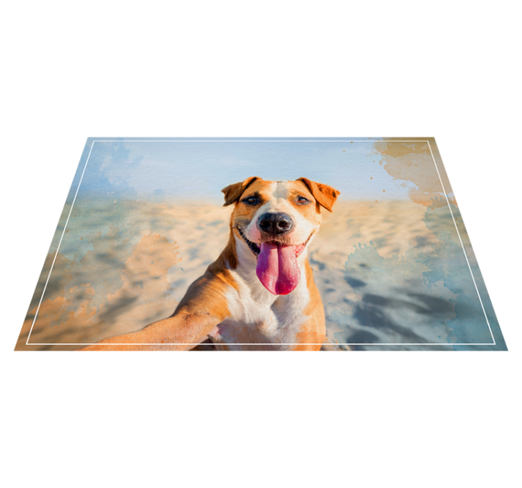 Tappeto vinile animali ritratto canino sorridente - TenStickers