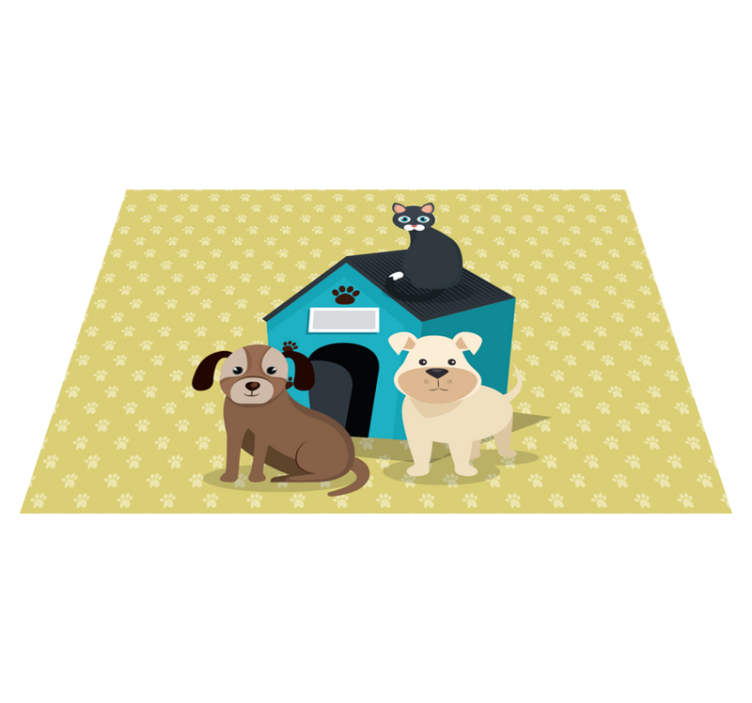Tappeto vinile animali cani a casa - TenStickers