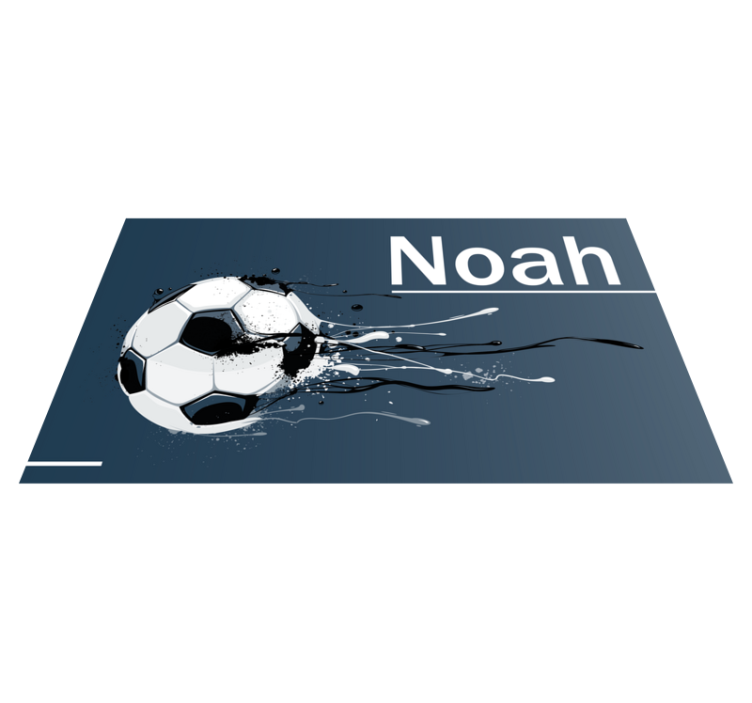 Tappeto vinile per ragazzi azione di calcio con nome - TenStickers