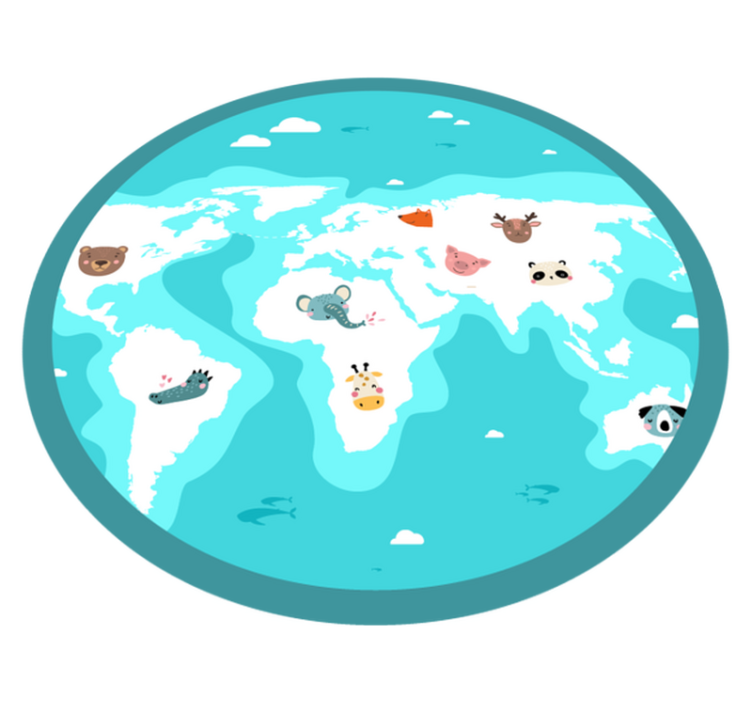 Tappeto vinile per bambini mappa degli animali del mondo - TenStickers