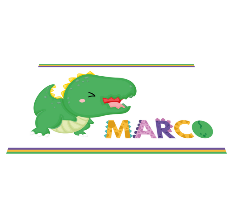 Tappeto vinile con nome cucciolo di t-rex personalizzato - TenStickers