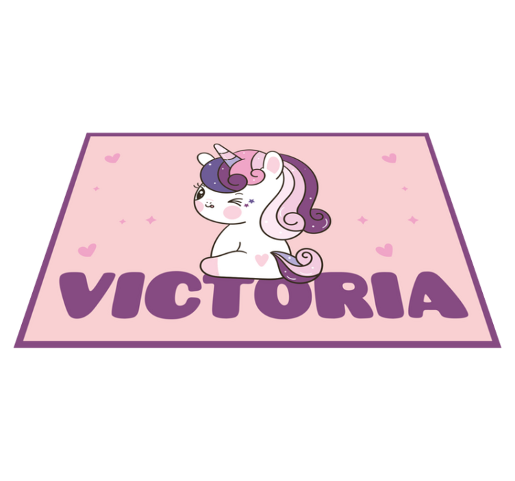Tappeto vinile con nome tema unicorno carino - TenStickers