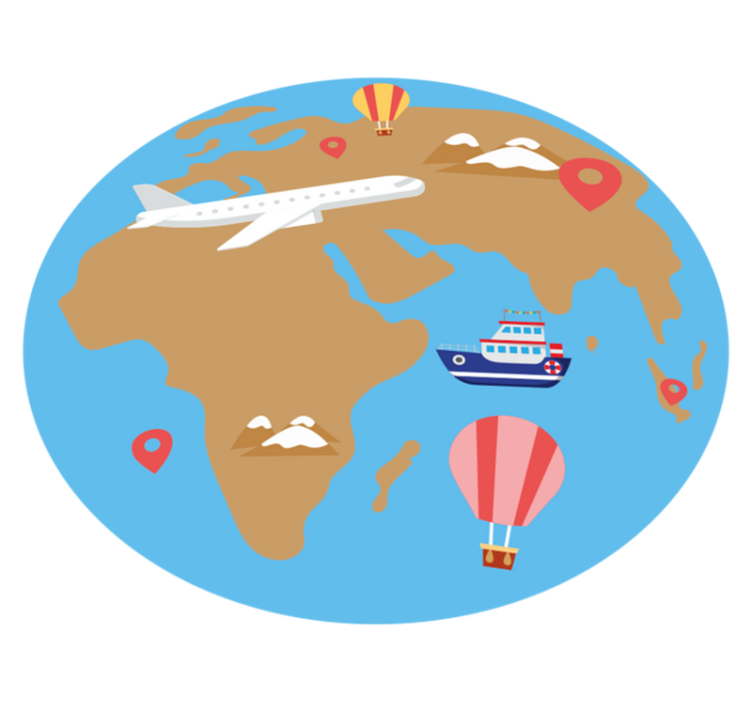 Tappeto vinile mappamondo viaggio ispirato avventura - TenStickers