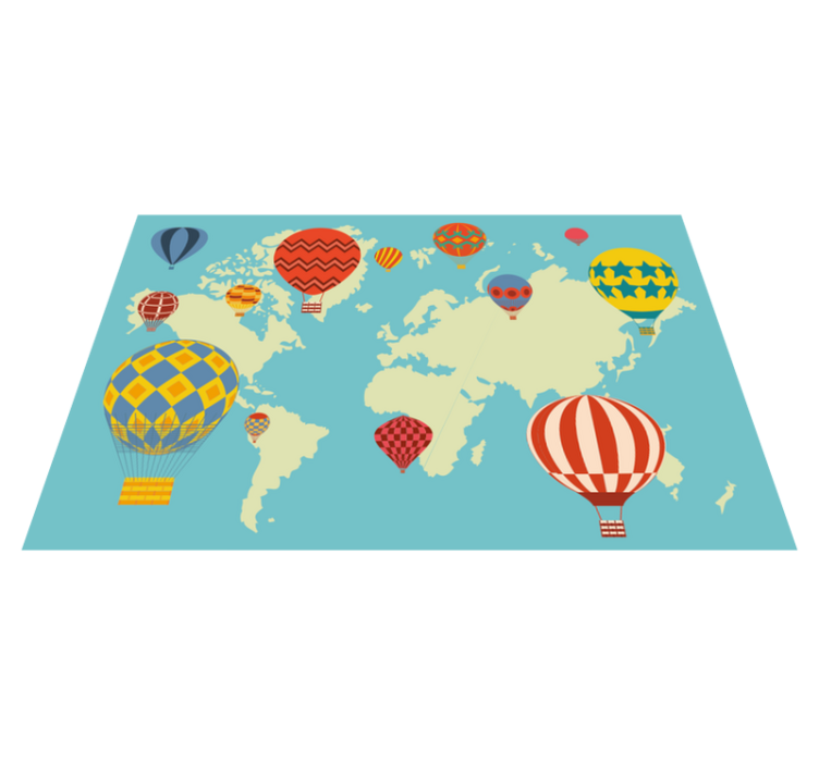 Tappeto vinile mappamondo mongolfiere colorate - TenStickers