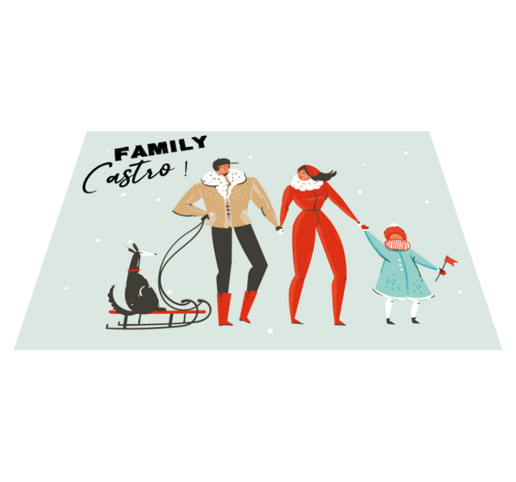 Tappeto vinile con nome famiglia invernale personalizzata - TenStickers
