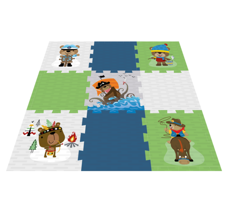 Tappeto vinile per bambini avventura con un orso carino - TenStickers