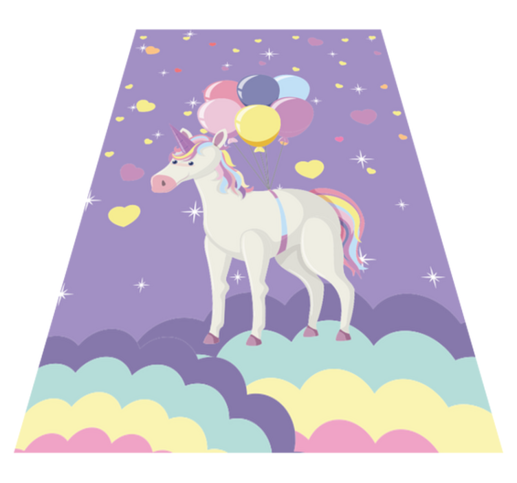 Tappeto vinile per bambini palloncini unicorni viola - TenStickers