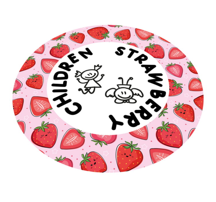 Tappeto pvc cucina fragole e bambini - TenStickers